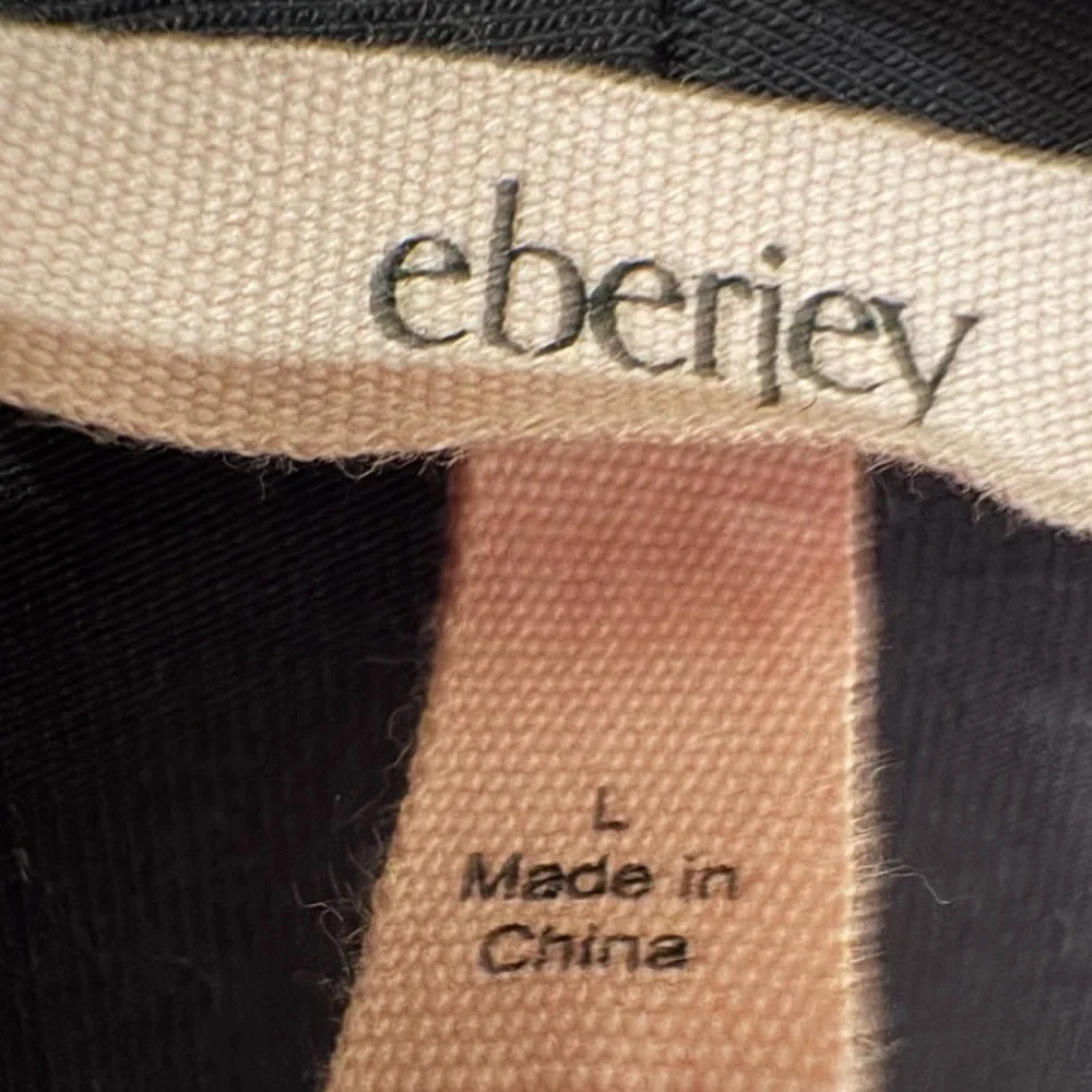 Eberjey Gisele Tuxedo Robe in black with white piping Large